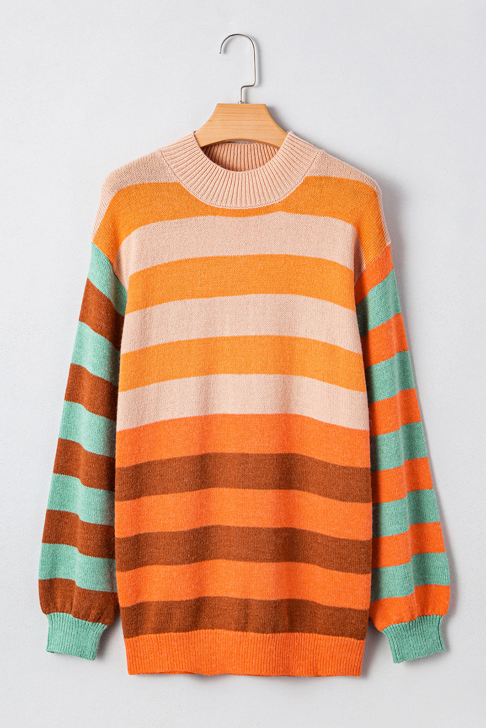Stripe Mock Neck Sweater