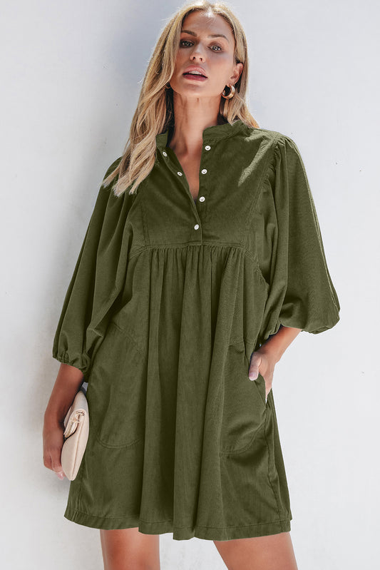 Corduroy Snap Buttons Dress