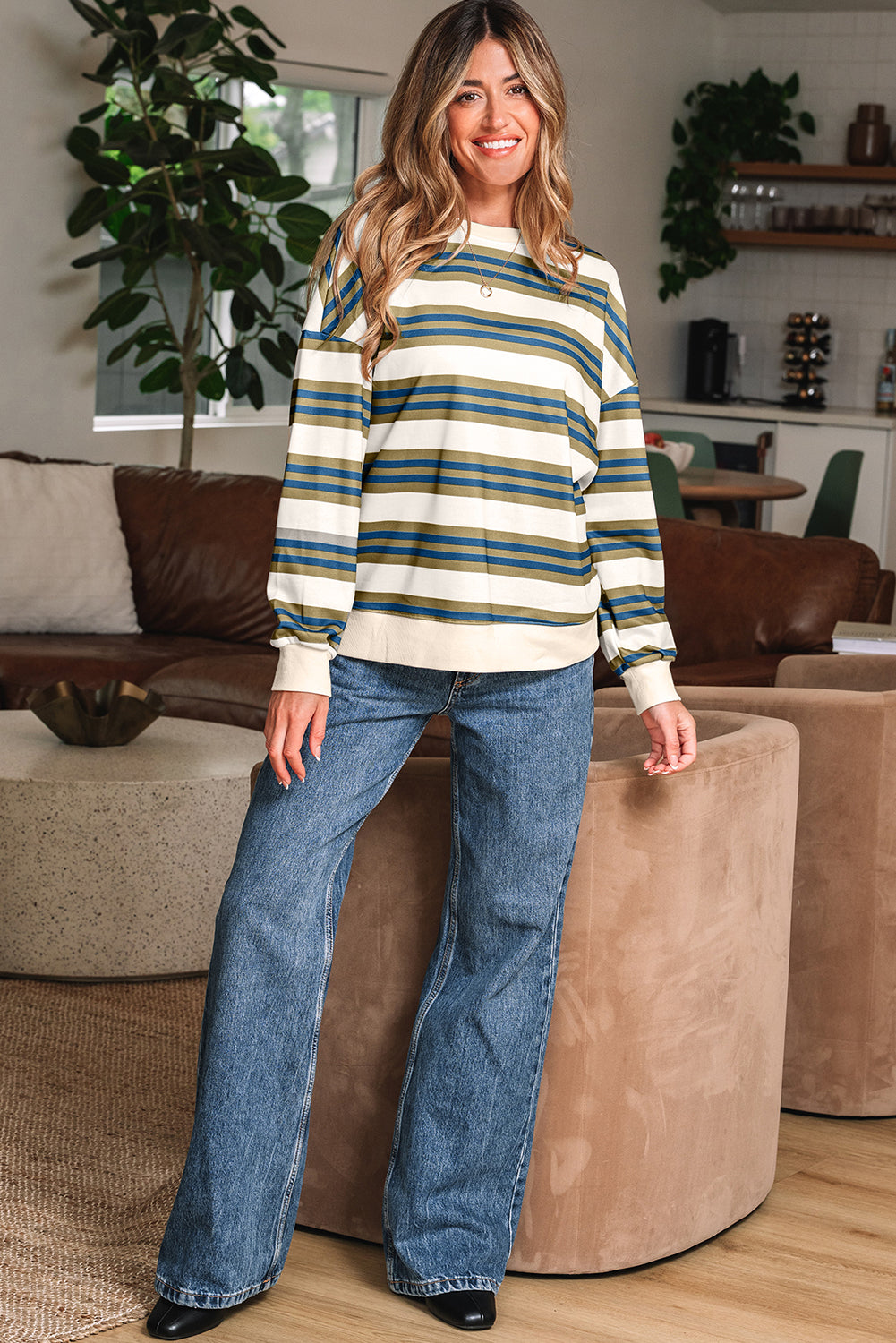 Stripe Pullover Sweatshirt