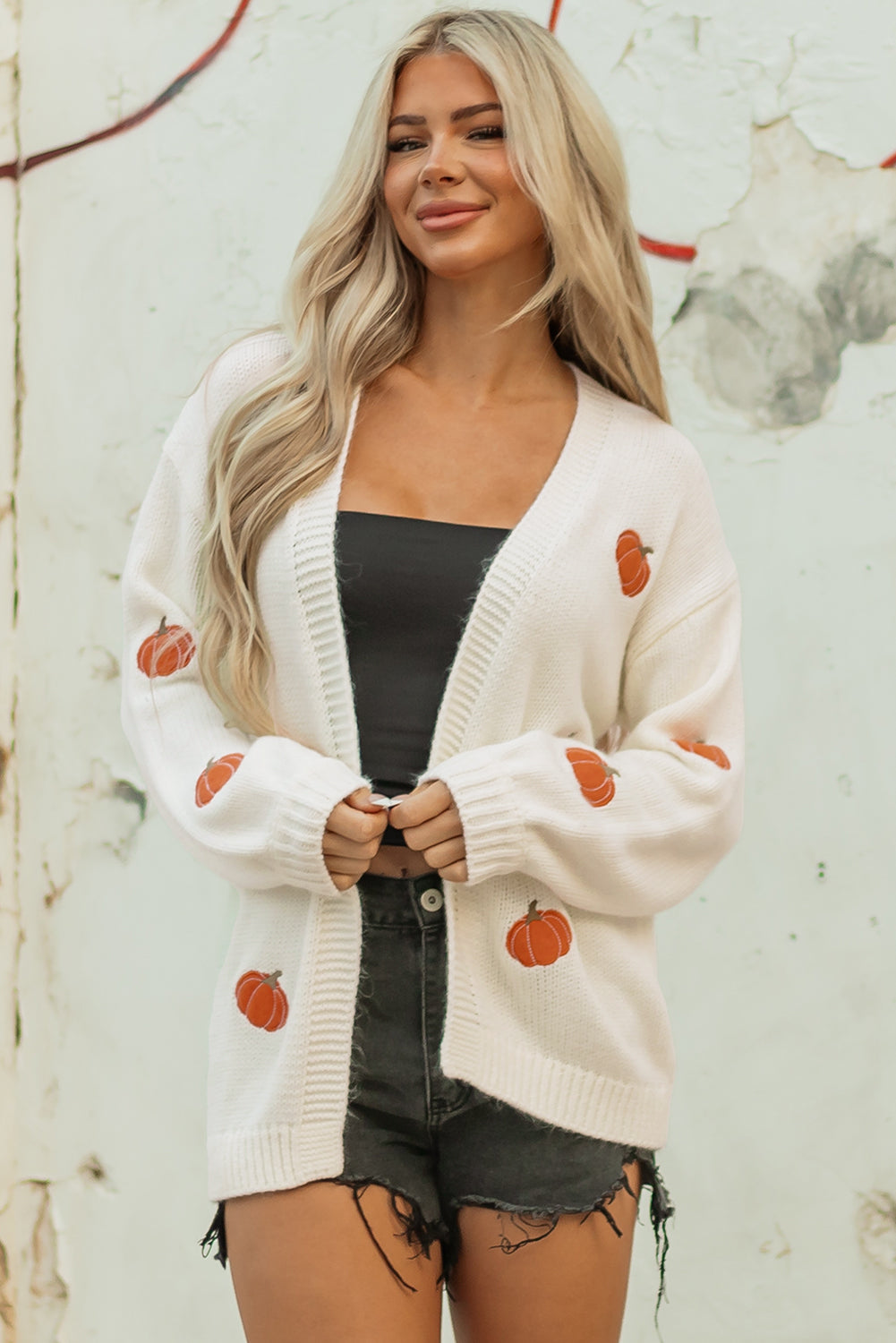 Pumpkin Open Front Midi Cardigan