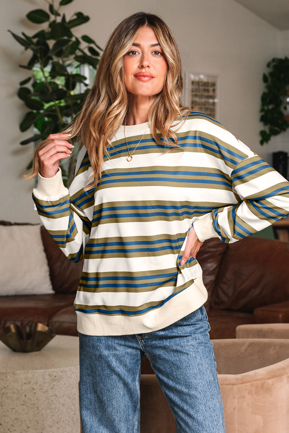 Stripe Pullover Sweatshirt