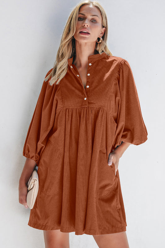 Corduroy Snap Buttons Dress
