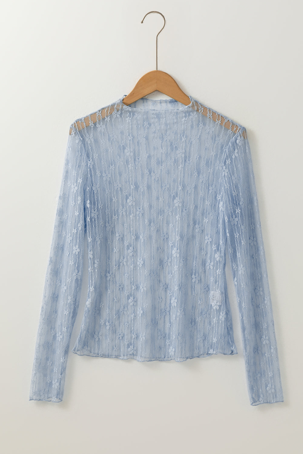 Mesh Lace Long Sleeve Slim Fit Top