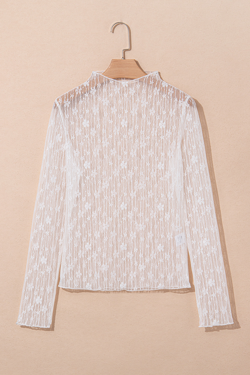 Mesh Lace Long Sleeve Slim Fit Top