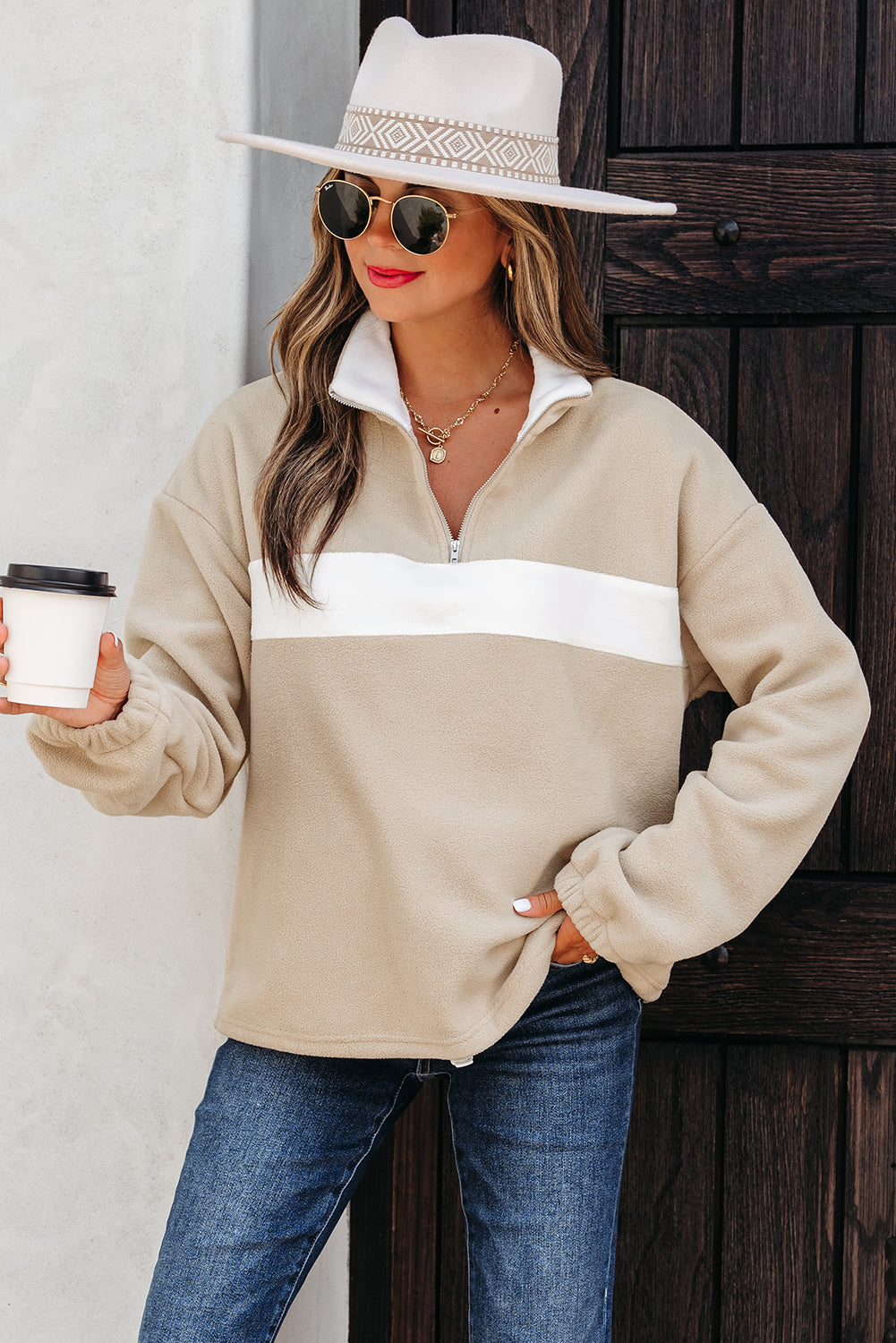 Fleece Patchwork Sweatshirt