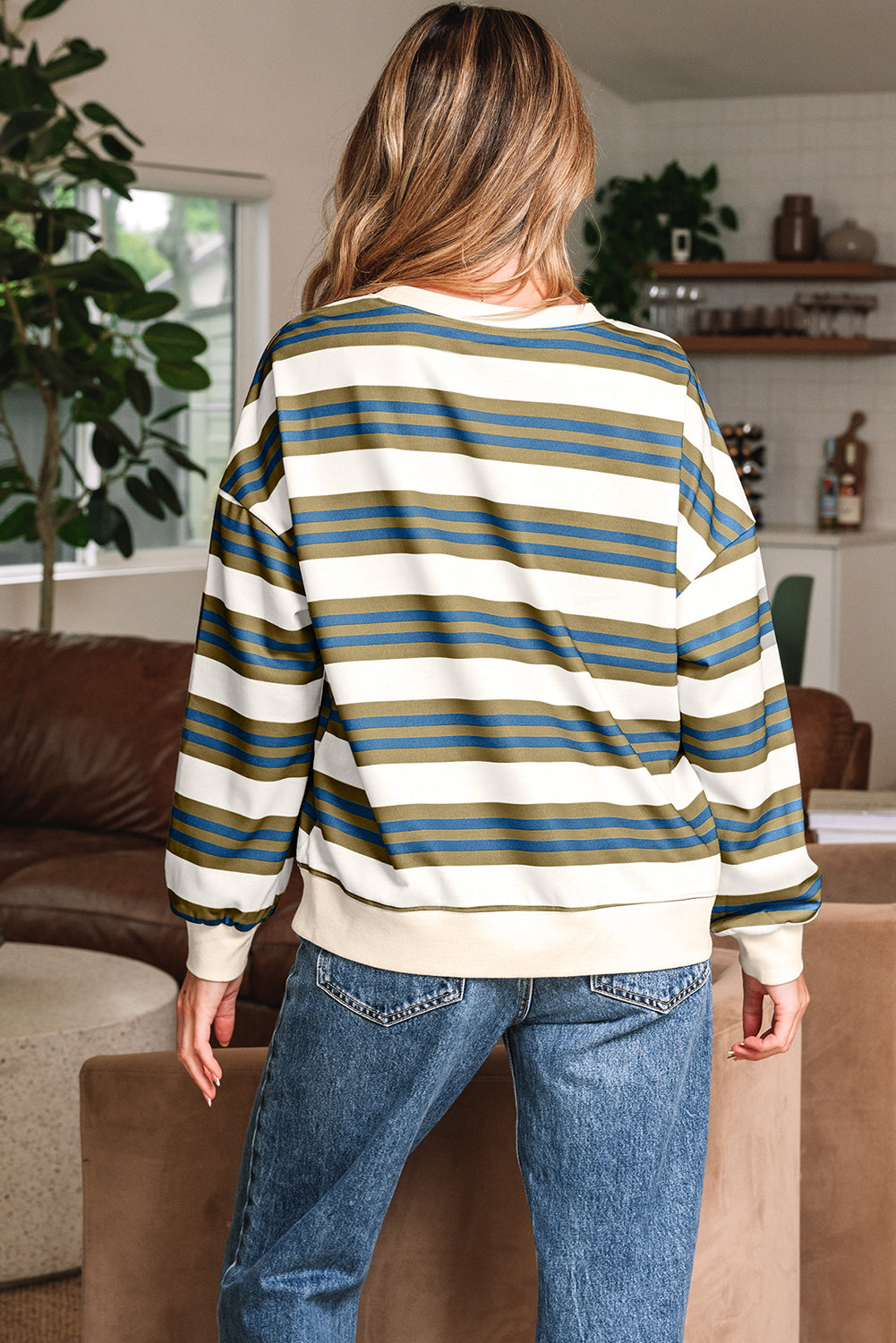 Stripe Pullover Sweatshirt