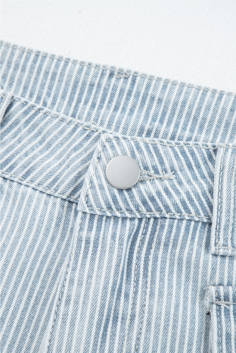 Stripe Cuffed Hem Wide Leg Jeans