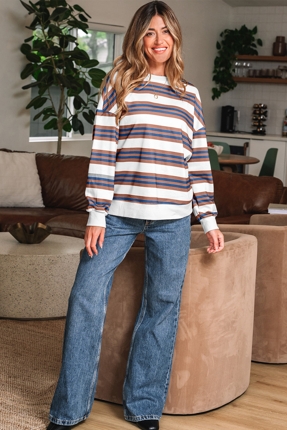 Stripe Pullover Sweatshirt