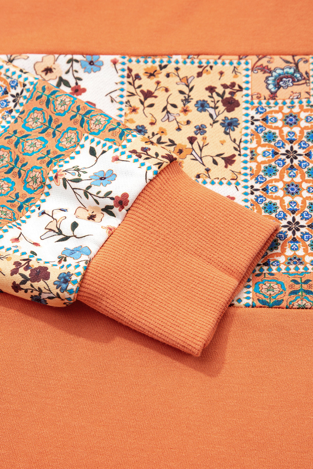 Floral Patchwork Side Slit Hoodie