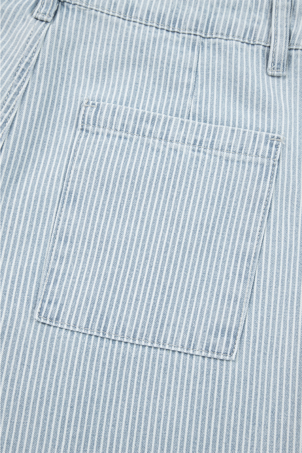 Stripe Cuffed Hem Wide Leg Jeans