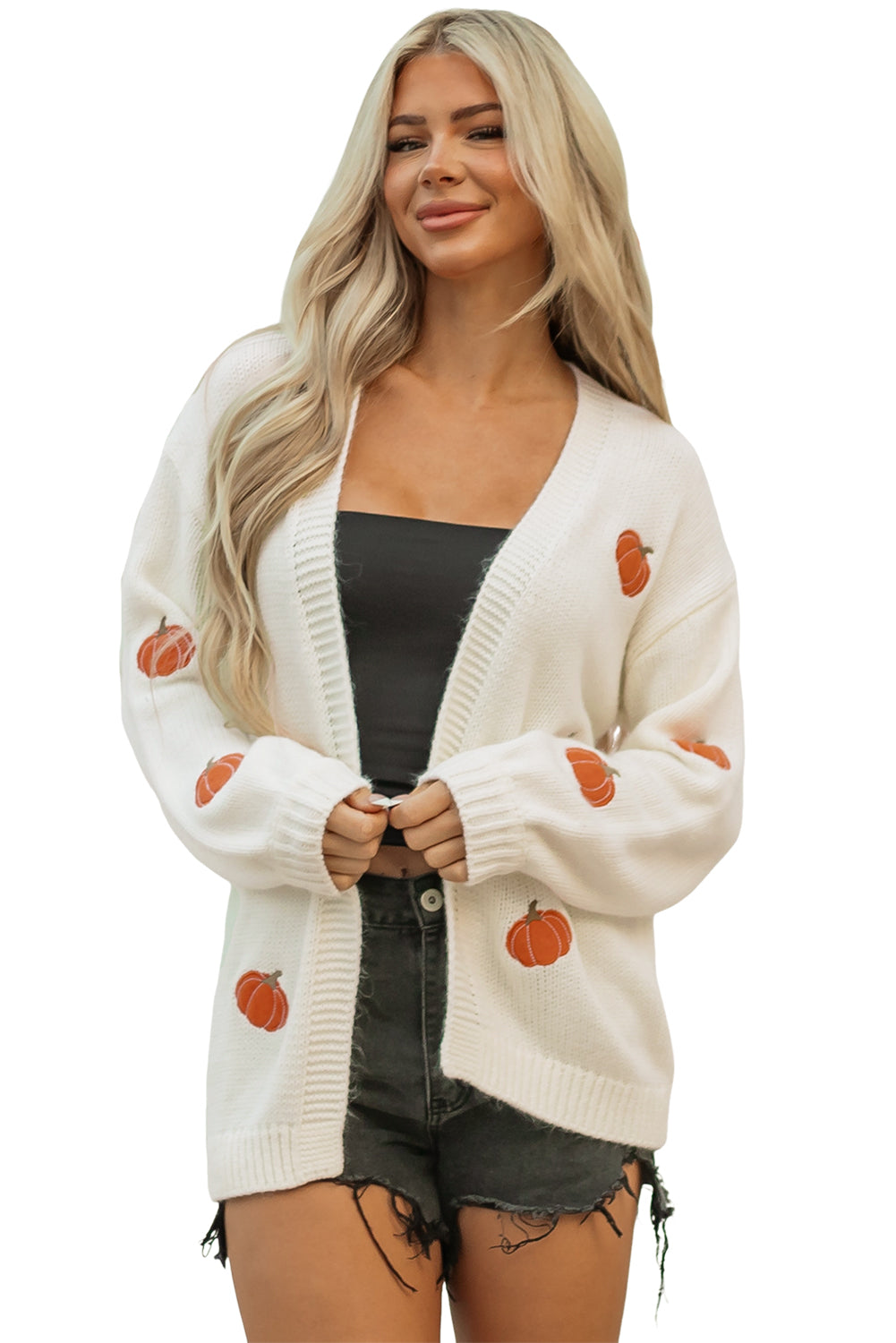 Pumpkin Open Front Midi Cardigan